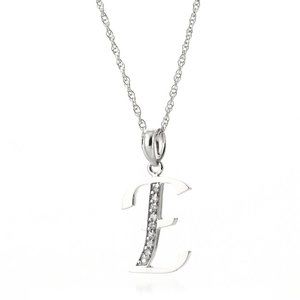 14k Gold Necklace Diamonds Initial "E" Pendant